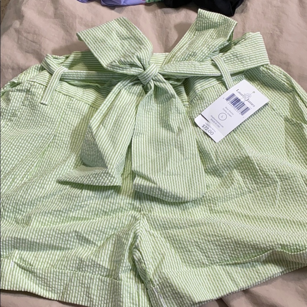 Lauren James Seersucker Bow Tie shorts